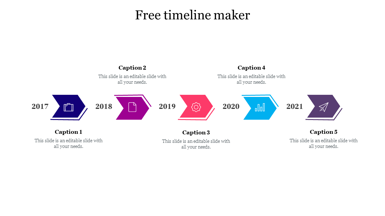 Attractive Free Timeline Maker PPT Template